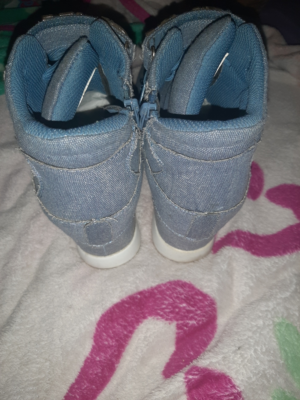 SLAY Denim High-Top Sneakers in Light Blue Women Size 10 - Picture 4 of 5